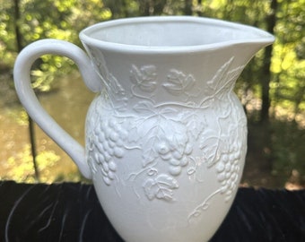 Jay Willfred / Andrea by Sadek White Embossed 9” Grapevine Pitcher -S31