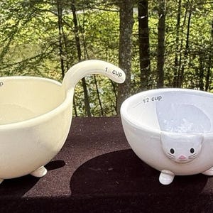 2 Vintage Urban Outfitters Kitty Katze Keramik Messbecher -T35 Bild 1