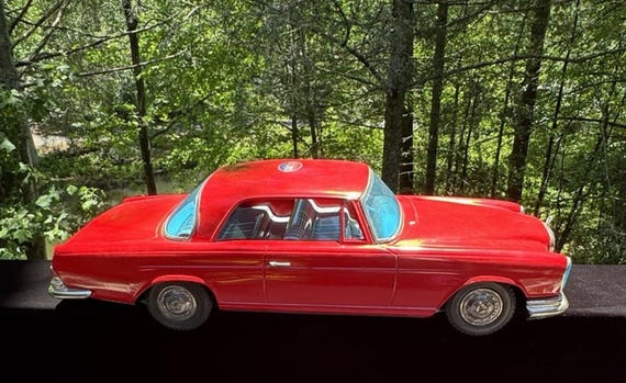Rare Vintage 23” ICHIKO Japan TIN Friction Red Mercedes Benz 300SE