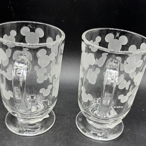2 Vtg Disney Store Mrożone uszy Myszki Miki 5" kubek na cokole Libbey Glass NWT zdjęcie 3