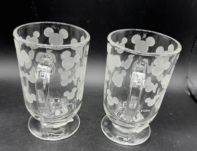 2 Vtg Disney Store Mrożone uszy Myszki Miki 5" kubek na cokole Libbey Glass NWT zdjęcie 3