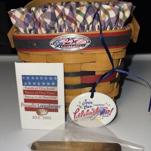 Mint Vtg Longaberger 1998 BEE Basket 25th Anniversary Liner Protector & meer!!