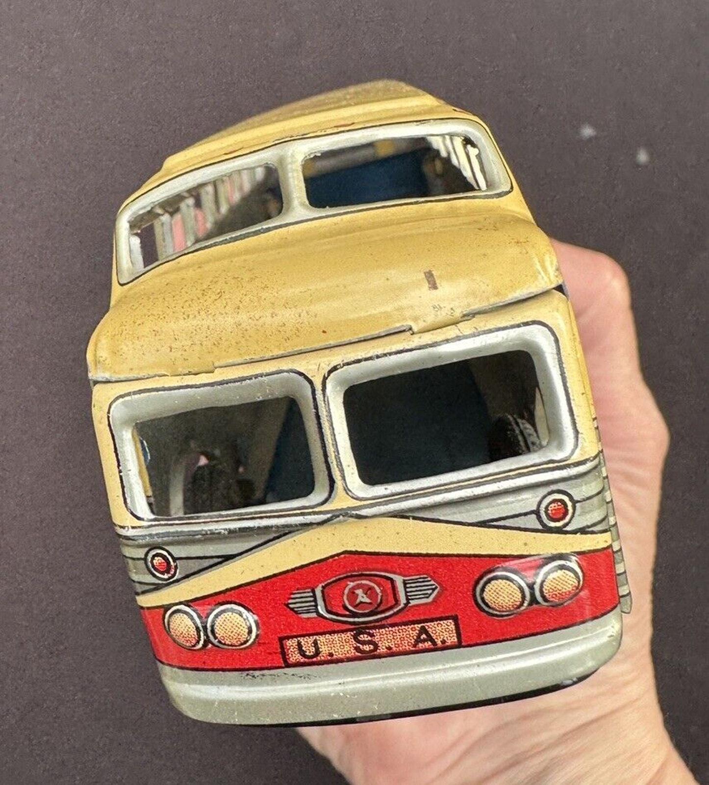 ブリキ　CONTINENTAL TRAILWAYS バスモデル Charmy Toy Continental Trailways Silver Eagle Express Bus Friction