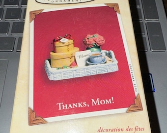 Brand New! Hallmark Christmas Ornament 2002 Thanks Mom Tea Set Gifts Flowers -SS