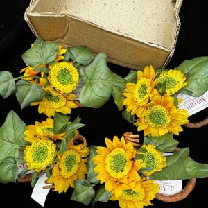 ¡4 nuevos servilleteros de girasol amarillo para interiores y regalos en caja!