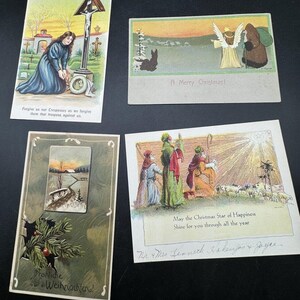 4 Postales navideñas victorianas de 1900 Alemania Ángel de la Natividad
