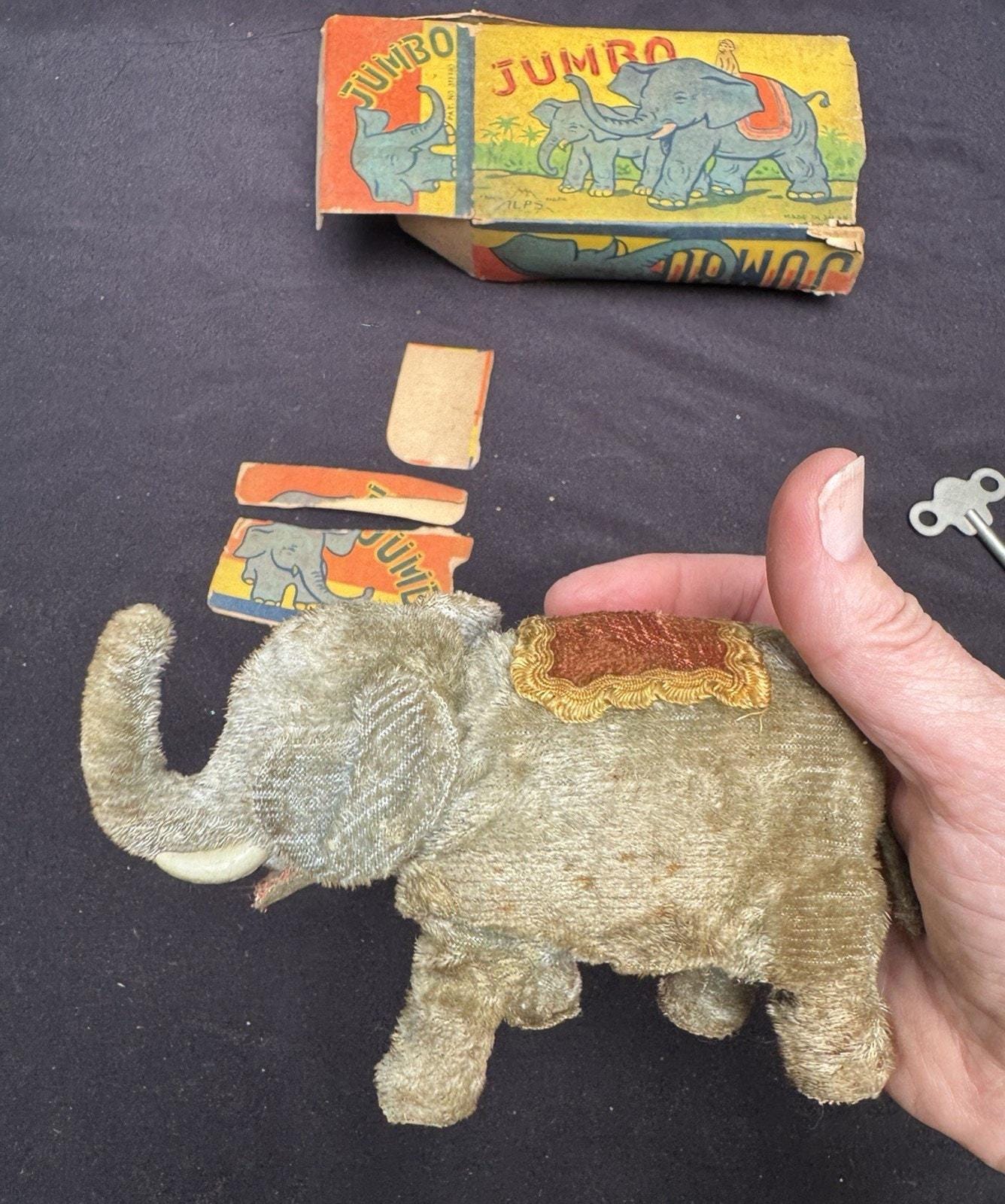 Vintage ALPS Wind-up Elephant Toy With Original Box WORKING With