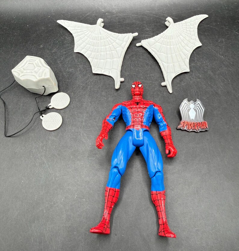 Vintage 1994 Toybiz Spiderman Den animerade serien Web Racer Spider-Man Vintage figur *Begagnad bild 1