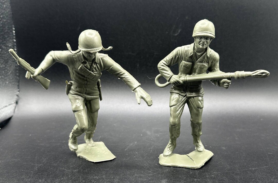Vintage Louis Marx 6” & 5” WWII Army JUMBO Lot of 2 1960s Excellent