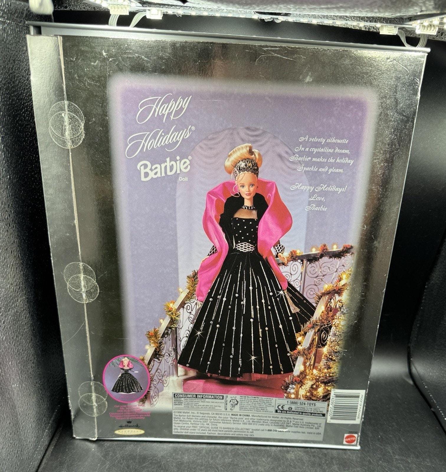 sachin and babi light blue dress Barbie Happy Holidays Barbie Doll Mattel 1998 Black Pink Dress Special  Edition 3