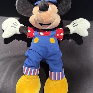 1990’s Disney Store Mickey Mouse July 4th Special Ed America Overalls 17" Plush image 5