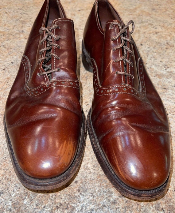 Mens Allen Edmonds Oxford Dress Shoes Red Leather… - image 1