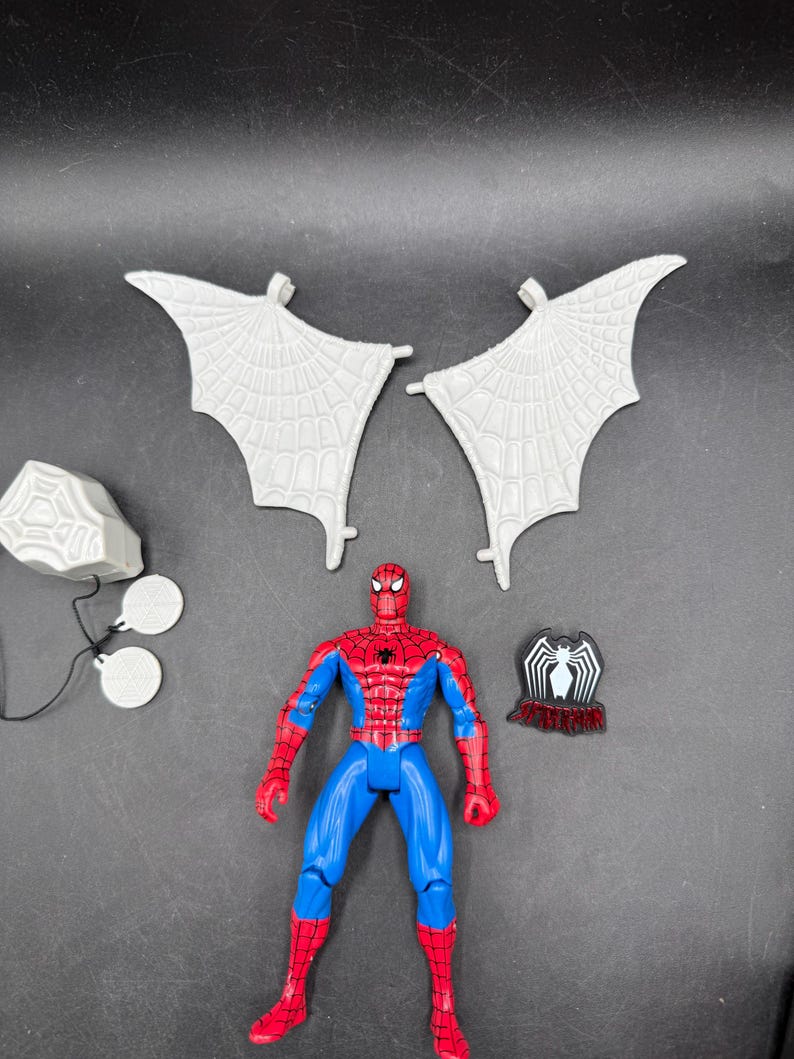 Vintage 1994 Toybiz Spiderman Den animerade serien Web Racer Spider-Man Vintage figur *Begagnad bild 3