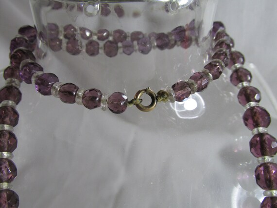 Vintage Purple Graduated and Clear Necklace - image 3