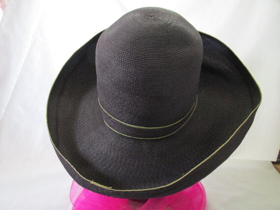 Vintage Navy Blue Straw Hat By Chapellerlie - image 3