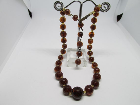 Vintage Rootbeer Colored Glass Italian Bead Neckl… - image 3