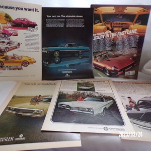 Chrysler, Ferrari, Datsun 6 Full Page Color Ads 1965-85