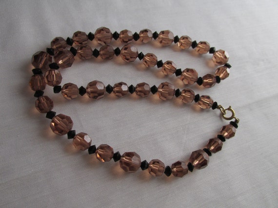 Vintage Glass Bead Necklace Brown and Black - image 5