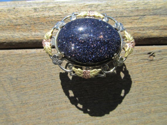 Blue Goldstone Brooch in Sterling LS Peterson Co … - image 2