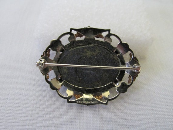 Blue Goldstone Brooch in Sterling LS Peterson Co … - image 4