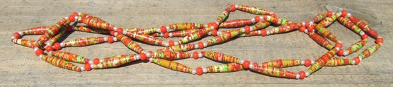 Flapper Necklace Handmade Paper Beads - image 1