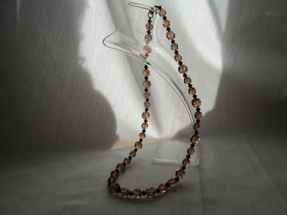 Vintage Glass Bead Necklace Brown and Black - image 6