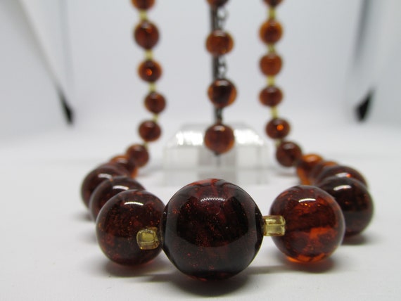 Vintage Rootbeer Colored Glass Italian Bead Neckl… - image 4