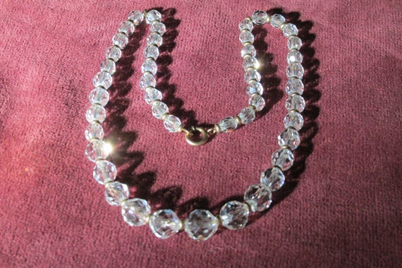 Antique Crystal Faceted Necklace Strung on a Chain - image 7