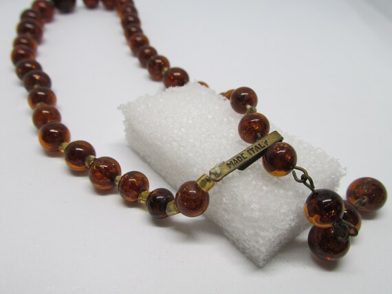 Vintage Rootbeer Colored Glass Italian Bead Neckl… - image 2