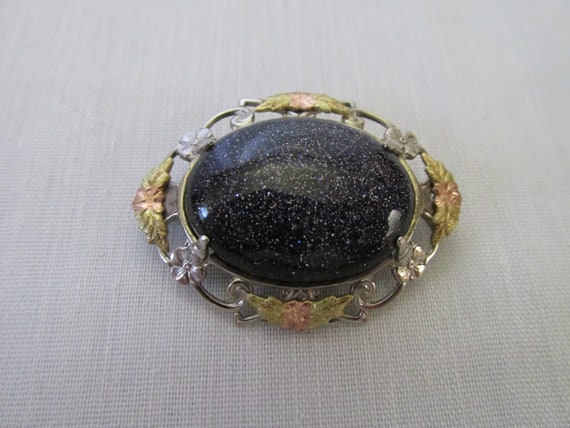 Blue Goldstone Brooch in Sterling LS Peterson Co … - image 3