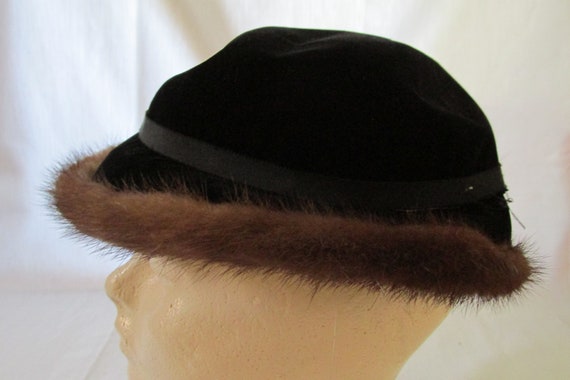 Mr John Mink Trimmed Velvet Hat - image 2