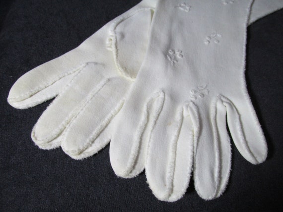 Off White Embroidered Gloves - image 2