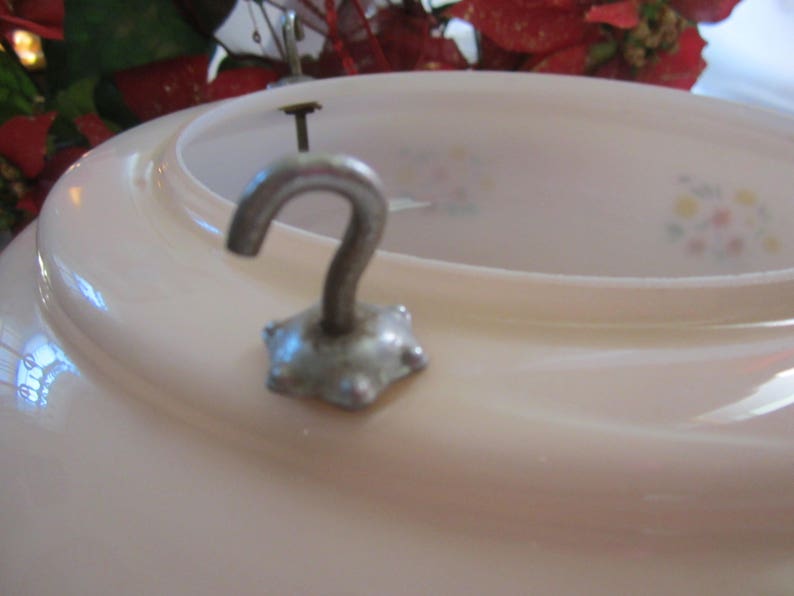 Art Deco Step Bowl Ceiling Pendant with Original Hooks