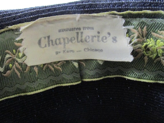 Vintage Navy Blue Straw Hat By Chapellerlie - image 5