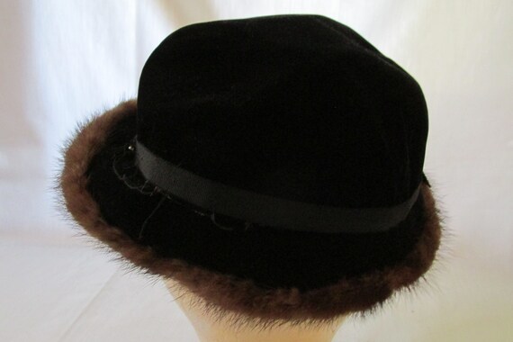 Mr John Mink Trimmed Velvet Hat - image 3