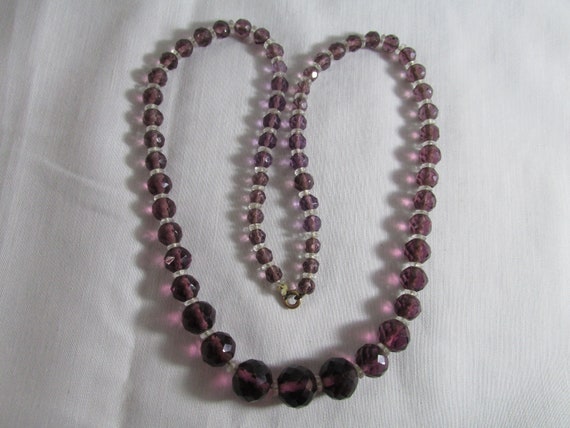 Vintage Purple Graduated and Clear Necklace - image 4