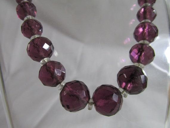 Vintage Purple Graduated and Clear Necklace - image 2