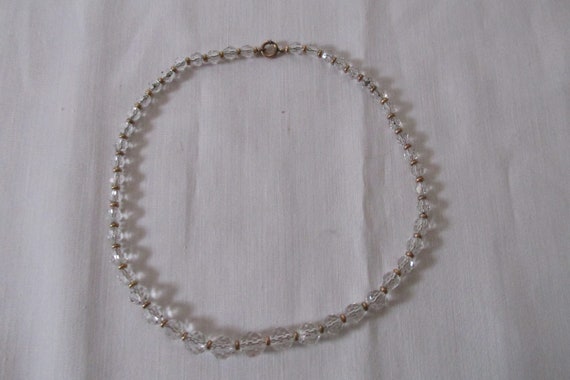 Antique Crystal Faceted Necklace Strung on a Chain - image 3