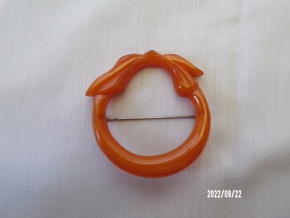 Butterscotch Bakelite Circle Pin - image 1