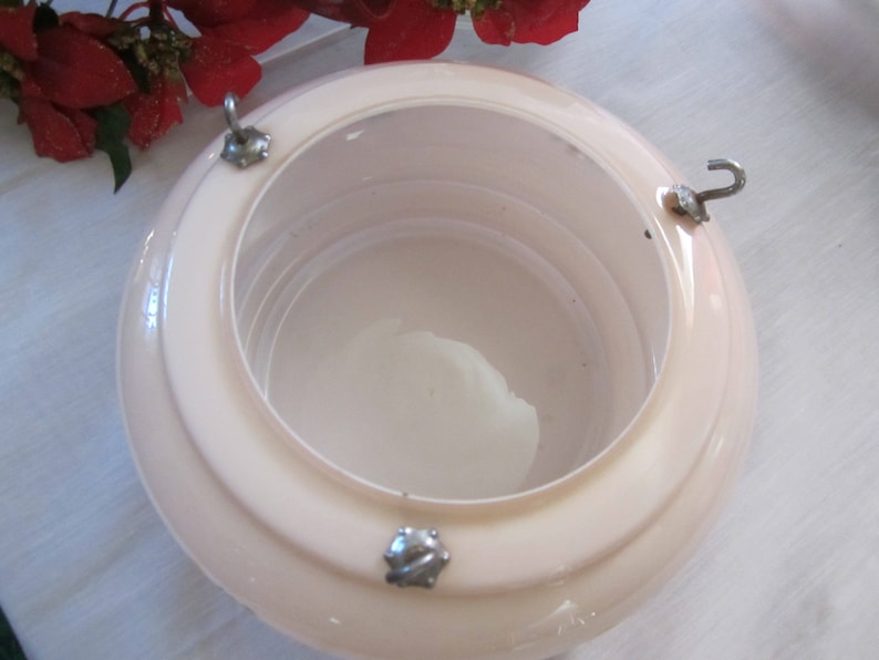 Art Deco Step Bowl Ceiling Pendant with Original Hooks