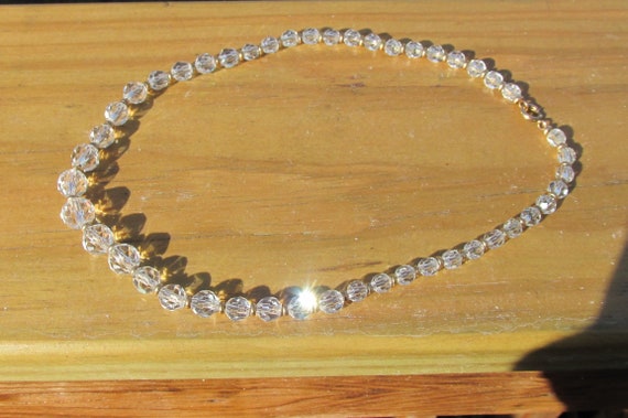 Antique Crystal Faceted Necklace Strung on a Chain - image 1
