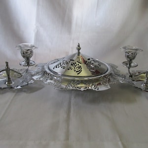 Krome Kraft Farber Bros Console Set - Duchess Design - Cambridge Glass