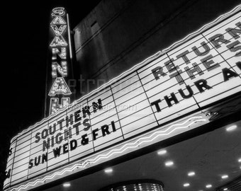 Savannah Theater At Night Black & White Wall Art. Savannah Black And White Pictures | Savannah Office Art