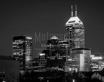 Indianapolis Pictures Black & White. Indy Skyline At Night Black And White Wall Art. Indianapolis Black And White Photography