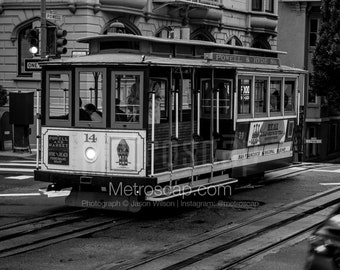 San Francisco Black and White Pictures | Black and White san francisco trolly car powell california Wall Art. San Francisco Office Art
