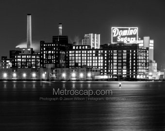 Baltimore Pictures Black & White. Domino Sugars Plant Inner Harbor Night Black And White Wall Art. Baltimore Black And White Photography