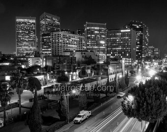 Black & White, Los Angeles Photography, Los Angeles California photography, Fine Art Photography, LA Pictures, century city skyline at night