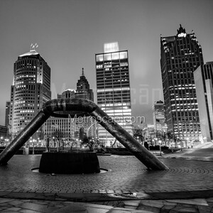 Detroit Pictures Black & White. Detroit Skyline Hart Plaza Black And White Wall Art. Detroit Black And White Photography