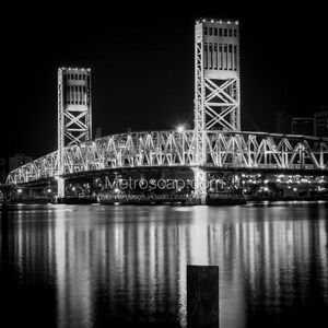 Jacksonville Pictures Black & White. Main Street Draw Bridge St Johns River Black And White Wall Art. Jacksonville Black White Photography