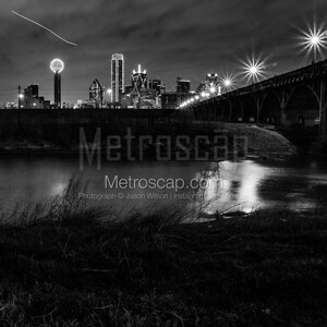Dallas Black and White Pictures | Black and White trinity river downtown dallas Wall Art. Dallas Office Art